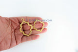 Gold Marquis Teardrop Hoop Charm, Brushed Soldered Flat Ring Charms Keyhole #668, 32 x 40 mm Scallop Pendant