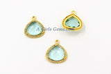 CZ Pave Aquamarine Charms, March Birthstone Pendant for Earrings or Necklaces #780, CZ Gemstone Pendant