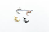 Crescent Moon Charm, CZ Pave Mini Moon Charms #26, Tiny Small Moon