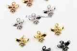 CZ Micro Pave Bumble Bee Charms, Baby Bee Charms for Necklaces, 18 K Gold/Rose/Black/Silver Bee