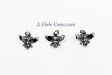 CZ Micro Pave Bee Charms, Tiny Bumble Bee Bracelet Charms Gold/Rose Gold/Black/Silver Insect/Queen/Mary Kay, 11 mm x 15 mm Honey Bee Jewelry