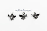 CZ Bee Charms, Tiny Bee Charms, 11 x 15 mm Small Bumble Bee Charms