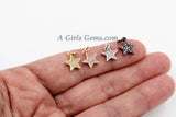 Micro Pave CZ Star Charms, Silver Starburst Dangles #60, Gold Cubic Zirconia