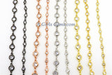 CZ Beaded Chain, 6 mm Genuine CZ Bezel Chain CH #551, Gold Cz Connectors