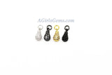 CZ Micro Pave Teardrop Charm, 6 x 13 mm Dangle Charm #64, CZ Black Pave