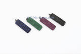 CZ Micro Pave Dog Tag, Rectangle Bar Pendants, Oblong Long Bar Beads #279