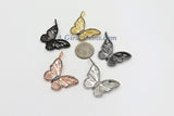 CZ Micro Pave Butterfly Pendant, 30 x 41 mm, Large Butterflies Enamel