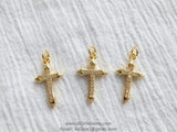 Cross Charms, CZ Micro Pave Rose Gold Cubic Zirconia Cross Pendants, AG 191