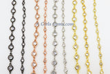 CZ Chain By The Yard, 5 mm Gold Genuine CZ Bezel Chain CH #547, 6 mm Unfinished Clear Cubic Zirconia Connector