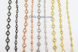 CZ Chain By The Yard, 5 mm Gold Genuine CZ Bezel Chain CH #547, 6 mm Unfinished Clear Cubic Zirconia Connector