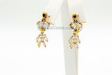 Teddy Bear Charm Pendants, 2 Pcs CZ Micro Pave Silver Rhodium Plated Crystal Bears Charms, Movable Dangle Animal Pendants