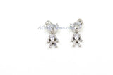 Teddy Bear Charm Pendants, 2 Pcs CZ Micro Pave Silver Rhodium Plated Crystal Bears Charms, Movable Dangle Animal Pendants