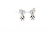 Teddy Bear Charm Pendants, 2 Pcs CZ Micro Pave Silver Rhodium Plated Crystal Bears Charms, Movable Dangle Animal Pendants