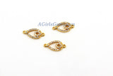 Gold Teardrop Connectors, CZ Micro Pave Oval Leaf Charms, Tiny CZ Evil Eye Charms