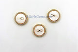 CZ Micro Pave, Infinity Shell Gold Gilding Mother of Pearl #54, Figure 8 Gilded Round Connectors