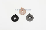 Star Charm, CZ Micro Pave Starburst Pendants, 24 x 26 mm 18 K Rose