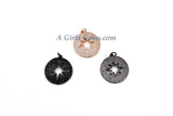 Star Charm, CZ Micro Pave Starburst Pendants, 24 x 26 mm 18 K Rose