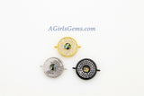 Evil Eye Charm Connector, CZ Micro Pave Round Disc #46, Gold