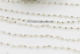 Pyrite Rosary Chain, 4 mm Natural Faceted Bright Silver Pyrite Bead CH 507, Quality Wire Wrapped Chains