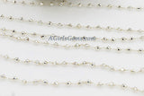 Pyrite Rosary Chain, 4 mm Natural Faceted Bright Silver Pyrite Bead, Quality Wire Wrapped Chains