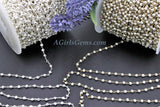 Pyrite Rosary Chain, 4 mm Natural Faceted Bright Silver Pyrite Bead CH 507, Quality Wire Wrapped Chains