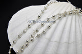 Silver Pyrite Beaded Chain, 4 mm Natural Faceted Rondelle Beads CH #506, Quality Wire Wrapped Chains