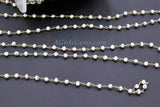 Silver Pyrite Beaded Rosary Chain, 4 mm Natural Faceted Rondelle Beads CH #506, Quality Wire Wrapped Chains