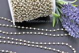 Silver Pyrite Beaded Chain, 4 mm Natural Faceted Rondelle Beads CH #506, Quality Wire Wrapped Chains