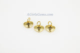 Heart Charms, CZ Micro Black Pave Gold Heart Cross Charms, 18 K Gold Plated Hammered/Textured Pendants 9 x 9 mm