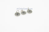 Maltese Cross Charms, CZ Micro Black Pave Beads #61, Silver Round Disc Hammered