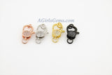 Clear CZ Pave Lobster Claw Clasp, Rose Gold Pave Clasps #53, Silver or Black