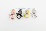 CZ Micro Pave Lobster Clasp, Small Claws Gold Rose Silver Gunmetal Black, 10 x 16 mm Diamond Pave