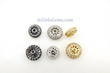 Round Donut Beads, 2 Pcs CZ Micro Pave Flat Donut 8 mm Bead, Gold