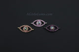 Evil Eye Connectors, #125, CZ Micro Pave Bracelet Charm with Pink CZ - Turkish/Greek Blue Evil Eye Charm