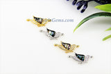 Hummingbird Charm, CZ Micro Pave Blue Bird Charm #61, Swallow/Sparrow Birds - 18 k Gold or Silver Rhodium Plated