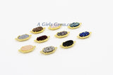 CZ Micro Pave Druzy Bar Bracelet Connector, #166,Round Druzy Charms, Druzy Disc Connector Gold Plated