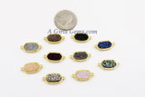 CZ Micro Pave Druzy Bar Bracelet Connector, #166,Round Druzy Charms, Druzy Disc Connector Gold Plated