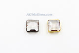 Crystal Beads, 2 Pcs Clear Chandelier Square Rectangle Soldered Bead Charms, Black Gold Necklace