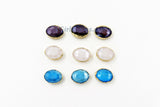 Crystal Beads, Crystal Oval Teardrop #959, Soldered Beads Charm Gold Edge Blue