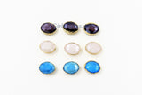 Crystal Beads, Crystal Oval Teardrop #959, Soldered Beads Charm Gold Edge Blue