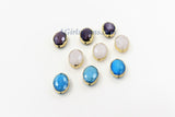 Crystal Beads, Crystal Oval Teardrop #959, Soldered Beads Charm Gold Edge Blue