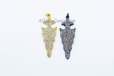 CZ Dagger Charms, Micro Pave Cubic Zirconia Arrowhead Charm #300, Gold or Black Plated Triangle Shape Arrow Pendants