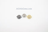 Coin Charm Connectors, CZ Pave Round Crystal Baguette Charm, Gunmetal Black Rhodium Plate Sunflower Links