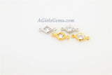 CZ Pave Diamond Shape Connectors, 2 Pcs Gold Cubic Zircon Tiny Diamond Earring Charms, Gold Findings