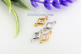 CZ Pave Diamond Shape Connectors, 2 Pcs Gold Cubic Zircon Tiny Diamond Earring Charms, Gold Findings