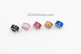 Silver Tube Beads, CZ Pave Large Hole Beads, 6 x 10 mm *Baguette* Crystal Big Hole Rondelle Pink/Blue/Champagne/Black/Fuchsia Donuts/Drum