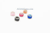 Silver Tube Beads, CZ Pave Large Hole Beads, 6 x 10 mm *Baguette* Crystal Big Hole Rondelle Pink/Blue/Champagne/Black/Fuchsia Donuts/Drum