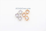 Cubic Zirconia Heart Charms, 2 Pcs Heart Shaped CZ Micro Pave Tiny Heart Love Charms, 8 x 12 mm