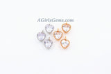 Cubic Zirconia Heart Charms, 2 Pcs Heart Shaped CZ Micro Pave Tiny Heart Love Charms, 8 x 12 mm