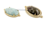 Amazonite Connector, Gold Oval Links for Bracelet and Necklace Jewelry making, Blue Amazonite Stone